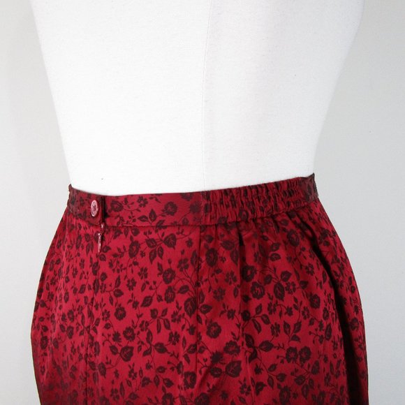 Elana By Tanner Plus Size Red Black Floral Jacquard Skirt Suit Size 14 Formal - Picture 15 of 16